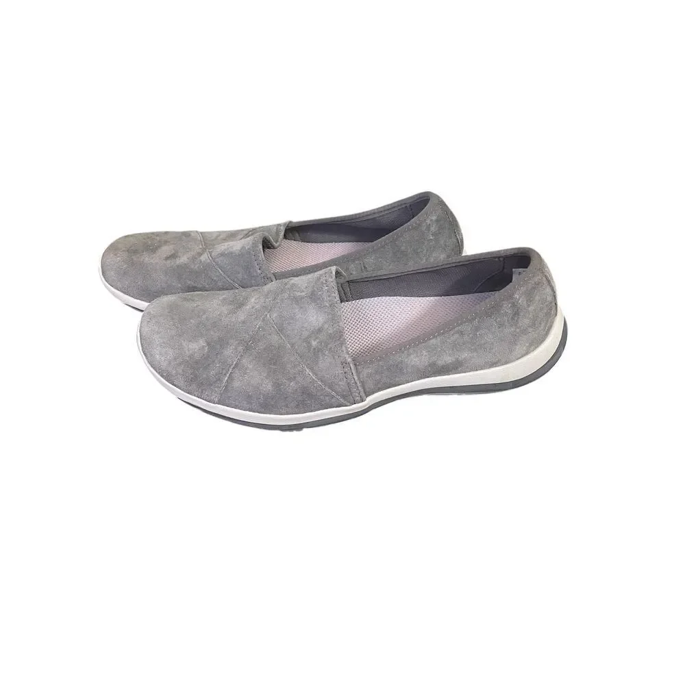 L.L.Bean Gray Suede Slip On Comfort‎ Shoes Casual Walking Flats